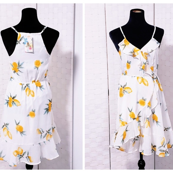 Japna Dresses & Skirts - Ruffled Lemon print Shift Dress S 🆕🦄